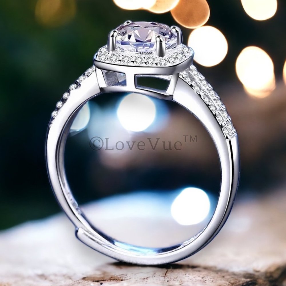 Certified 1ct. t.w. Diamond Moissanite Square Frame Brilliant Cut Wedding Ring - Picture 6 of 16